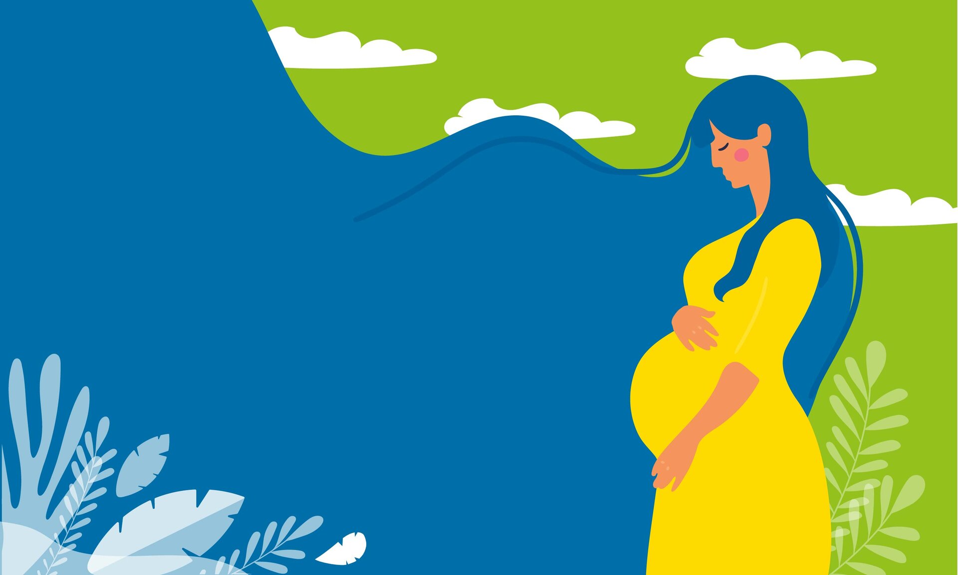 Grafik einer schwangeren Frau, die sich den Babybauch hält – Geburtsvorbereitung in der Klinik Kaufbeuren