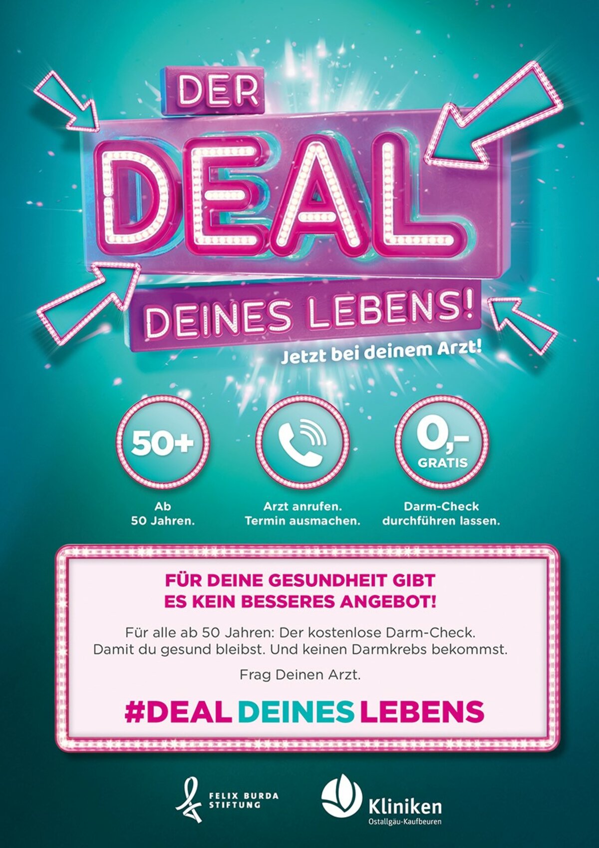 Logo zur Kampagne für Darmkrebsprävention „Deal Deines Lebens“